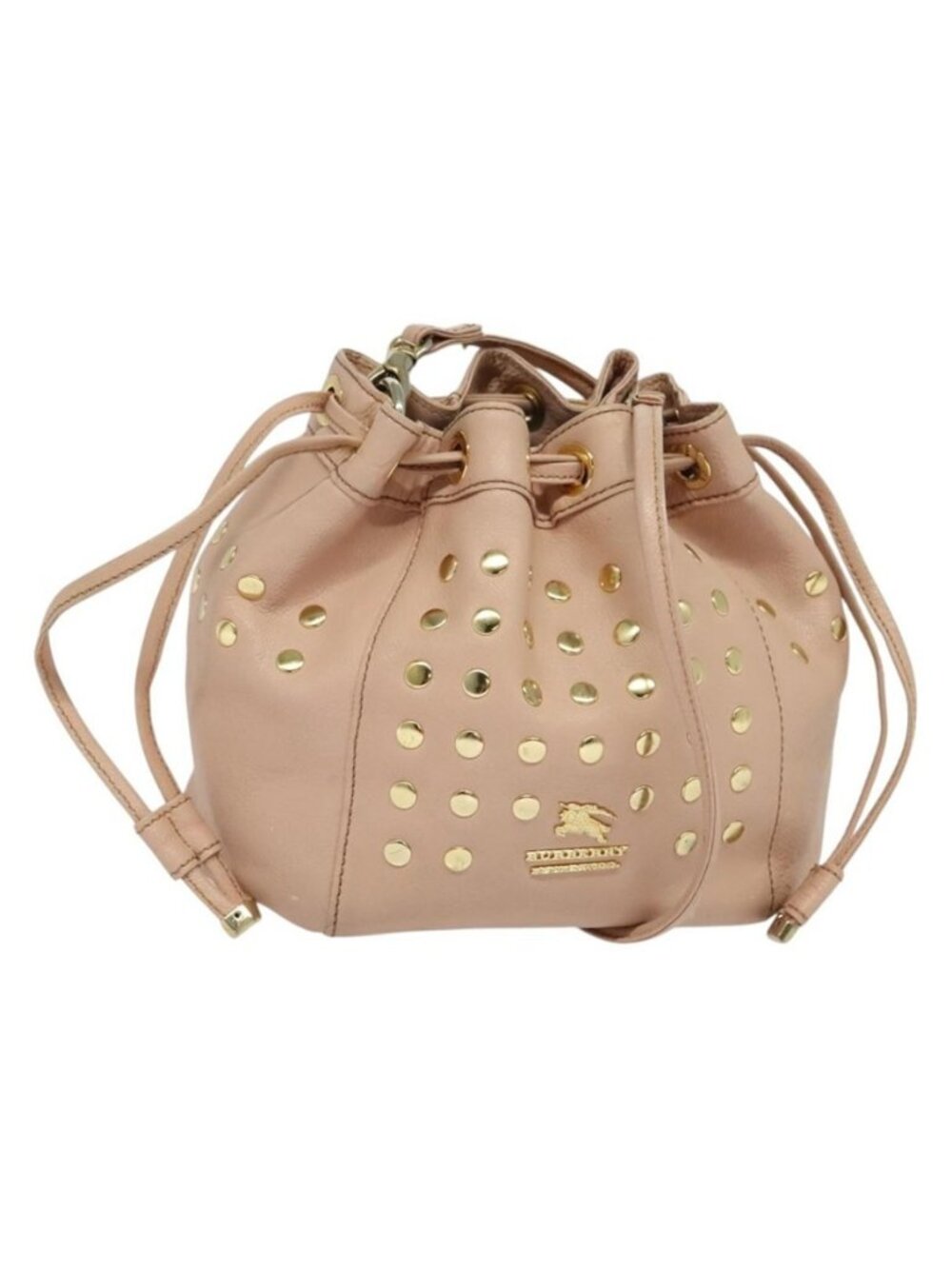 Authentic BURBERRY Blue Label Shoulder Bag Leather Gold Pink